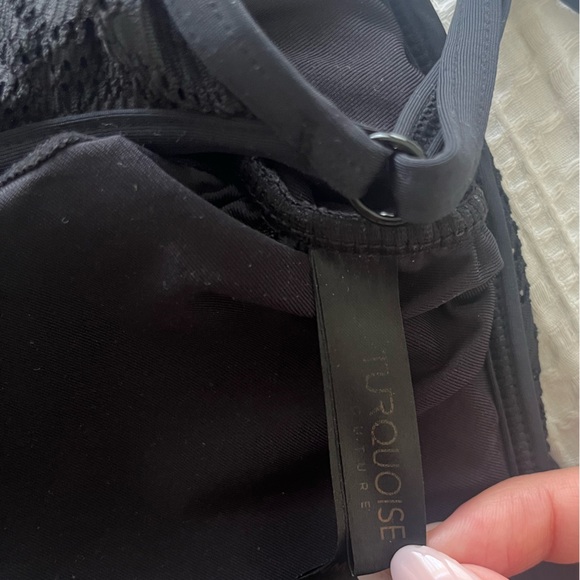 Turquoise black swimwear top in a size US M - Picture 3 of 4